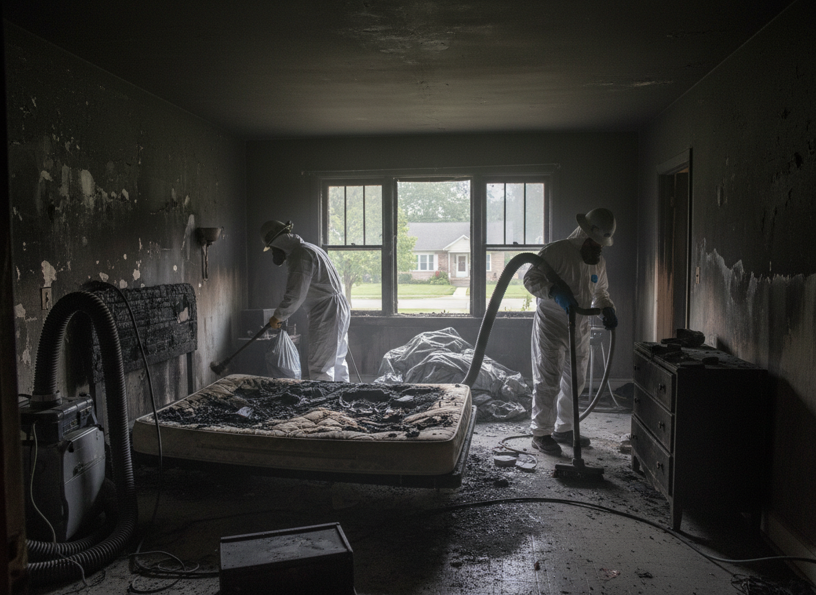 Bedroom Fire Damage Cleanup in Bloomington, CA